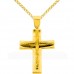 Χρυσός μασίφ βαπτιστικός σταυρός Κ14 με αλυσίδα